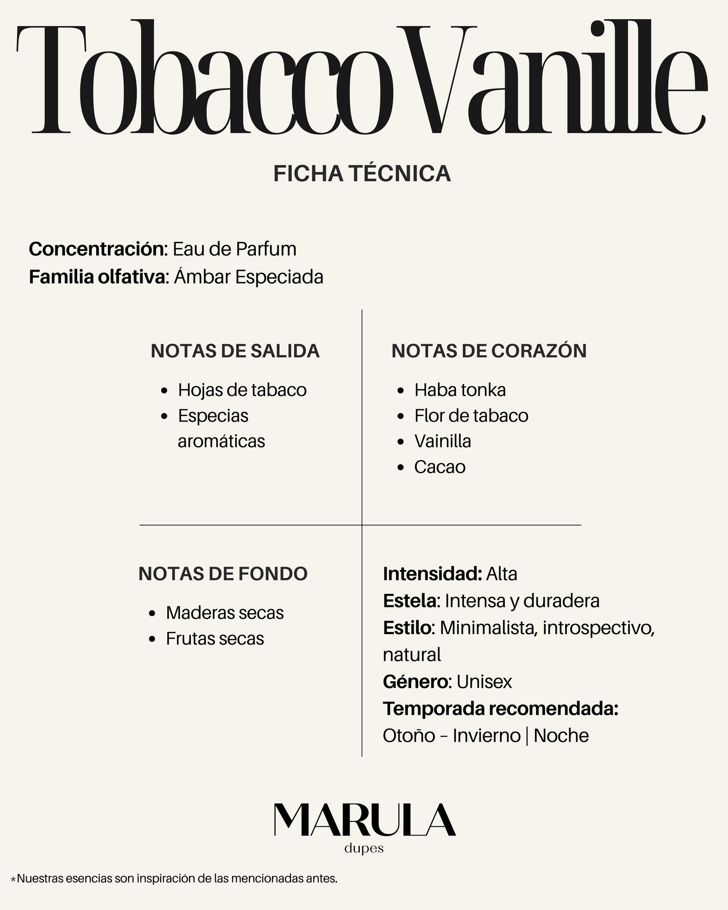 Interpretación TOBACCO VANILLE