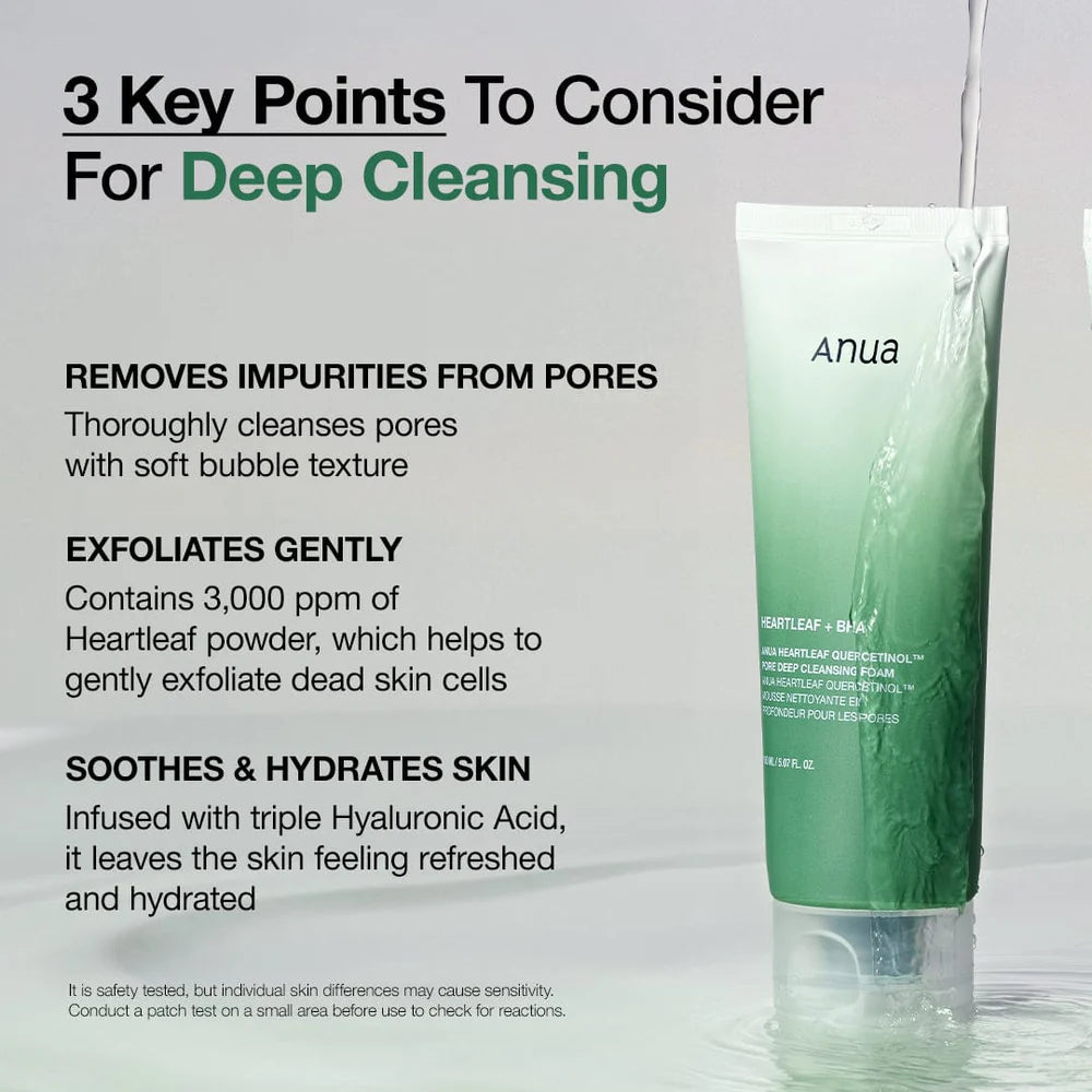 Anua Heartleaf Quercetinol Pore Deep Cleansing Foam /Limpiador Facial