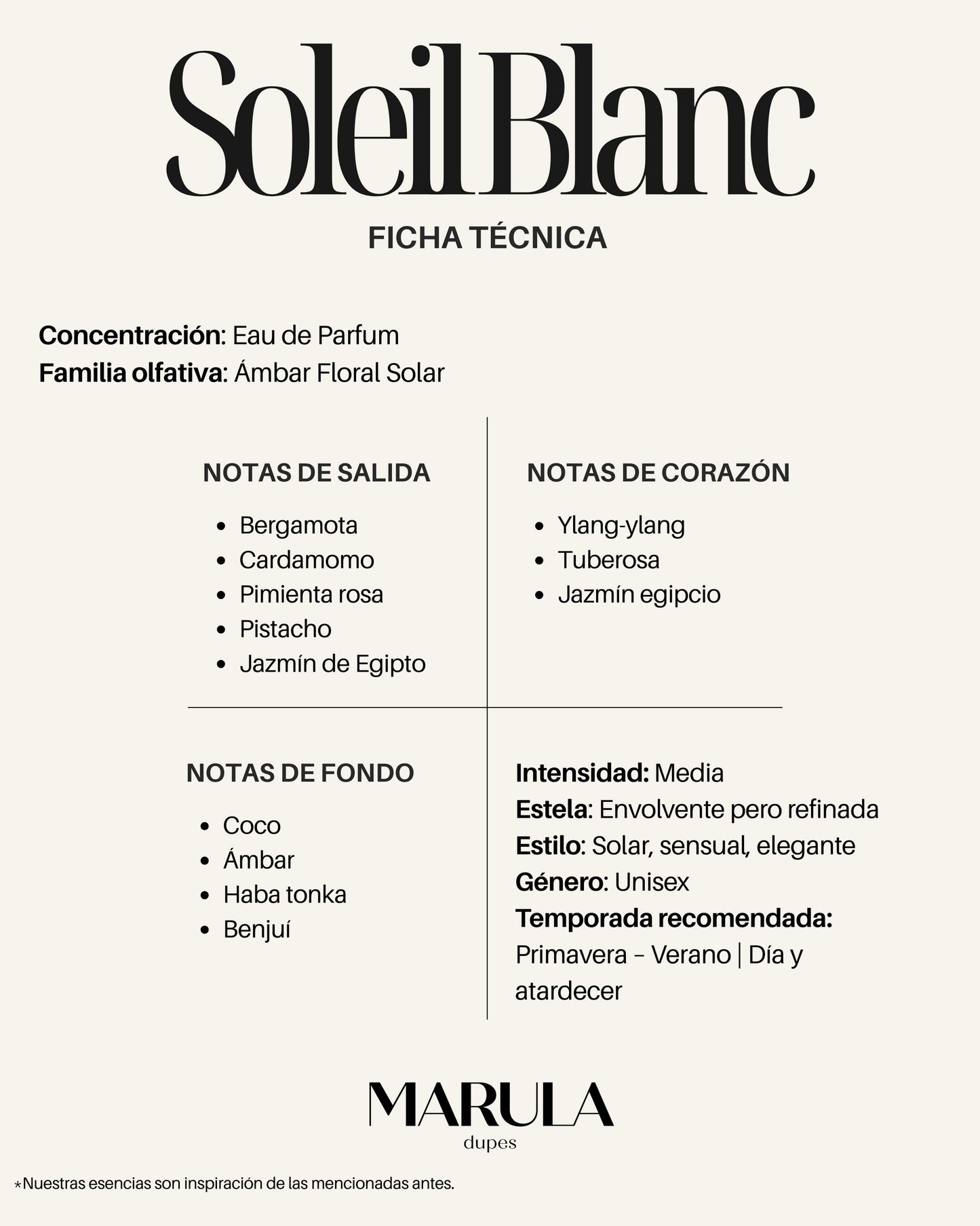 Interpretación SOLEIL BLANC