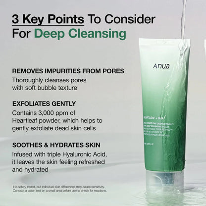 Anua Heartleaf Quercetinol Pore Deep Cleansing Foam /Limpiador Facial
